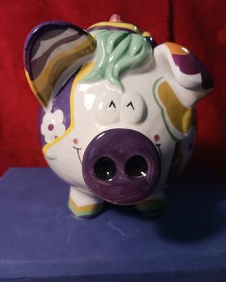 Salvadanaio maiale in ceramica 