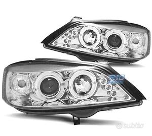 FARI PER OPEL ASTRA G 97-04 ANGEL EYES FONDO CROMA