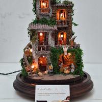 Presepe in campana di vetro 30x20 con luci