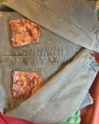 Giacca bambina jeans e paillettes original Marines