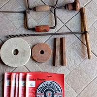 Trapani manuali, pietre per affilare, dischi.