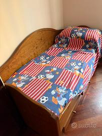Letto singolo con contenitore in legno