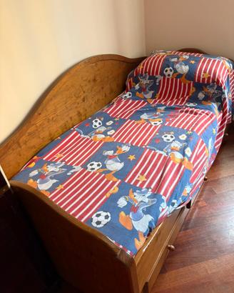 Letto singolo con contenitore in legno