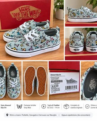 vans bambini 24,5 nuove con farfalle
