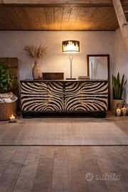 VENDUTA ❌Sideboard ArtDecò Etnica Dipinta Zebrata 