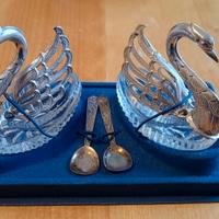 Saliera e pepiera cristallo e argento