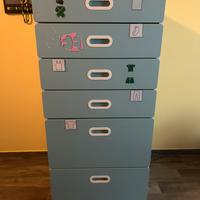 Cassettiera con 6 cassetti bianco/blu Smastad