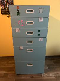 Cassettiera con 6 cassetti bianco/blu Smastad