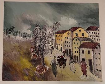 dipinto olio su tela paesaggio 120 X 120