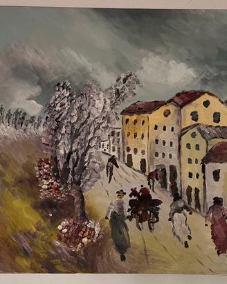 dipinto olio su tela paesaggio 120 X 120