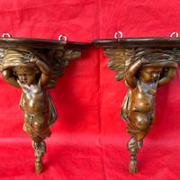 Besarel antica coppia di mensole con putti “800
