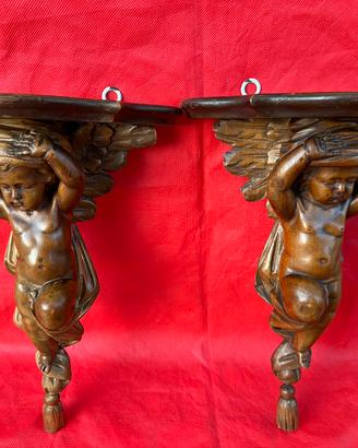 Besarel antica coppia di mensole con putti “800
