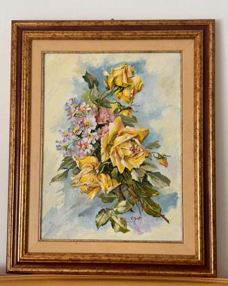 Quadro Olio su tela - Composizione di fiori