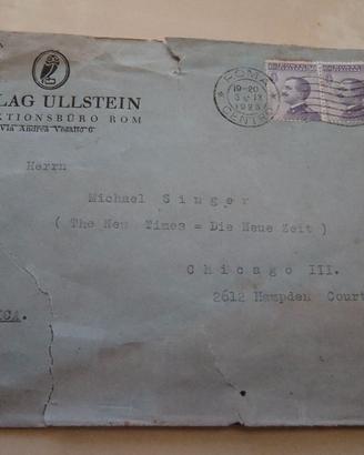 Busta 1923 ROMA - CHICAGO (Posta Ordinaria / Ed. U