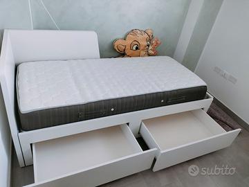 Struttura letto divano/2 cassetti, bianco, 80x200