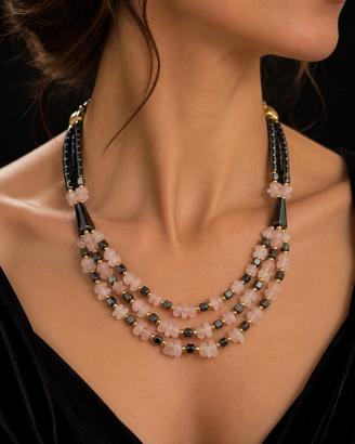 Collana ematite quarzo rosa anni 60 argento