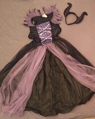 Vestito carnevale Malefica con cerchietto 9 anni