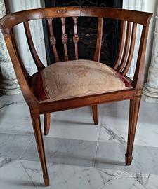 Poltroncina L. Filippo in ciliegio e tessuto orig.