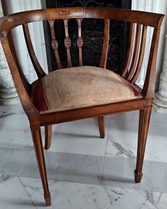 Poltroncina L. Filippo in ciliegio e tessuto orig.
