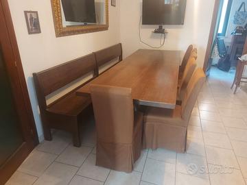 SET PER TAVERNA IN LEGNO MASSELLO NOCE TOULIPIER