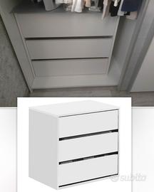 Cassettiera per armadio x 2 bianco in legno usato