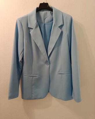 Giacca blazer celeste chiaro elegante monopetto