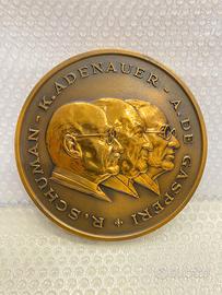 Medaglia Pro Europa Libera - BRONZO - De Gasperi