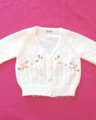 Cardigan  100% lana panna pulcini  Neonata🐤.Nuova
