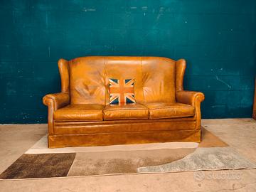 Divano Chester Chesterfield Bergere cuoio inglese 