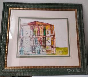 QUADRO PITTORE "G. GAMBINO" TECNICA MISTA SU CARTA