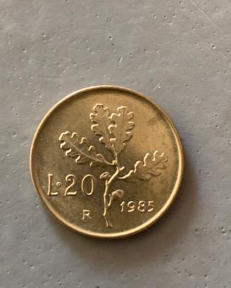 Moneta 20 Lire del 1985, 1990