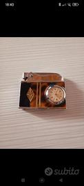 Accendino con orologio Vintage marchio svizzero Gi