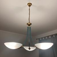 Lampadario vetro opalino e applique