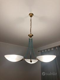 Lampadario vetro opalino e applique