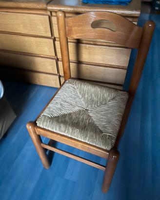 Sedia in legno e paglia, coppia