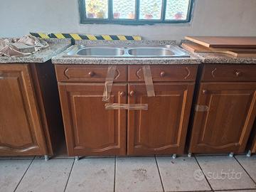cucina linerare 3,5 metri piano in pietra 