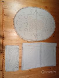 3 pezzi  lino ricamato porta pigiama e tovagliolo 