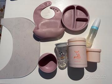Lotto “pappa” bambina in silicone +accessori