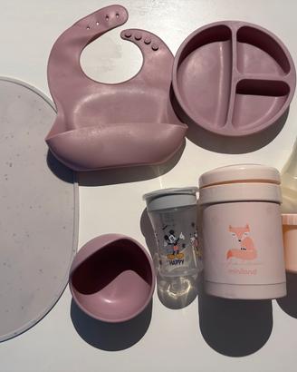 Lotto “pappa” bambina in silicone +accessori