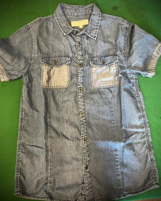 Camicia jeans demin da ragazzo manica corta