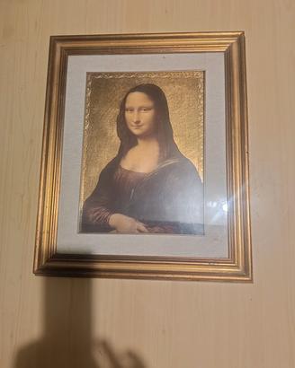 Monna Lisa con sfondo dorato con cornice
