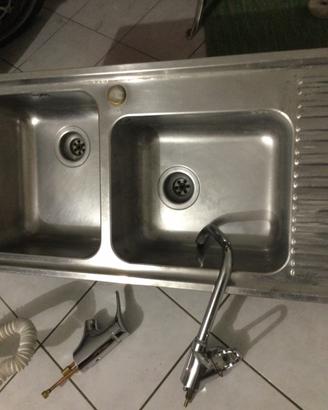 Lavello doppia vasca acciaio inox con gocciolatoio