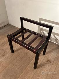 Porta valigie in rovere tinto wengé e pelle