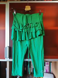 Gonna verde con leggings ragazza made in France