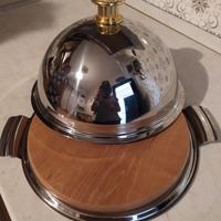 Cloche in acciaio inox + tagliere + vassoio/piatto