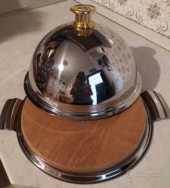 Cloche in acciaio inox + tagliere + vassoio/piatto