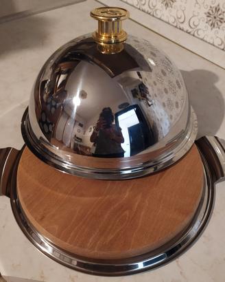 Cloche in acciaio inox + tagliere + vassoio/piatto