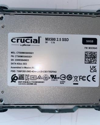 SSD Crucial MX500 500GB + Dati Smart