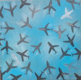 Aerei in pace dipinto acrilico su tela