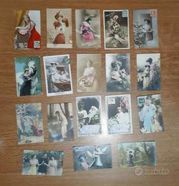 Cartoline vintage colorizzate donna figura intera